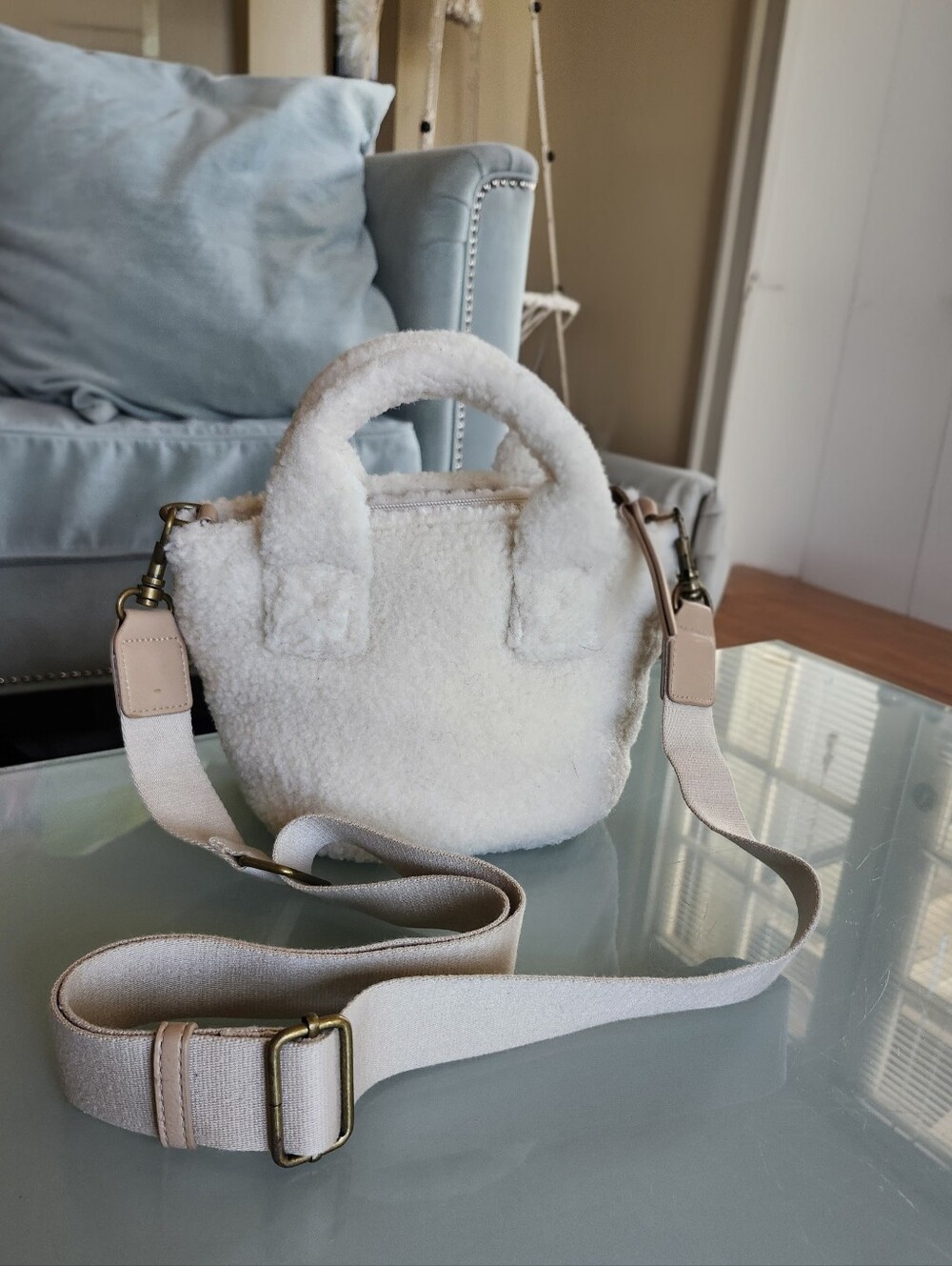 Sherpa Teddy Bear Crossbody Bag Boho Chic Cottagecore Mini Tote Cozy Clutch